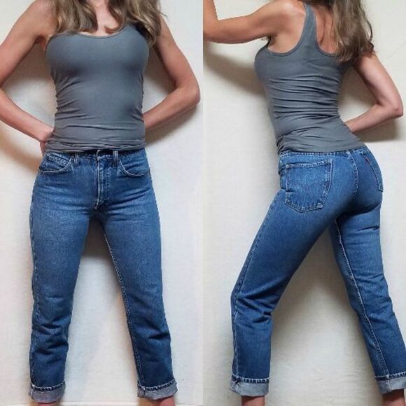 VINTAGE 70s Levi's 505 Orange Tab Wedgie Mom Jeans - Picture 1 of 13